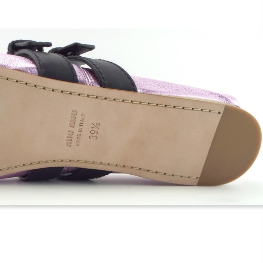 NIB MIU MIU Metallic Pink Lace Ballerina Flat 39.5 - Picture 7 of 8